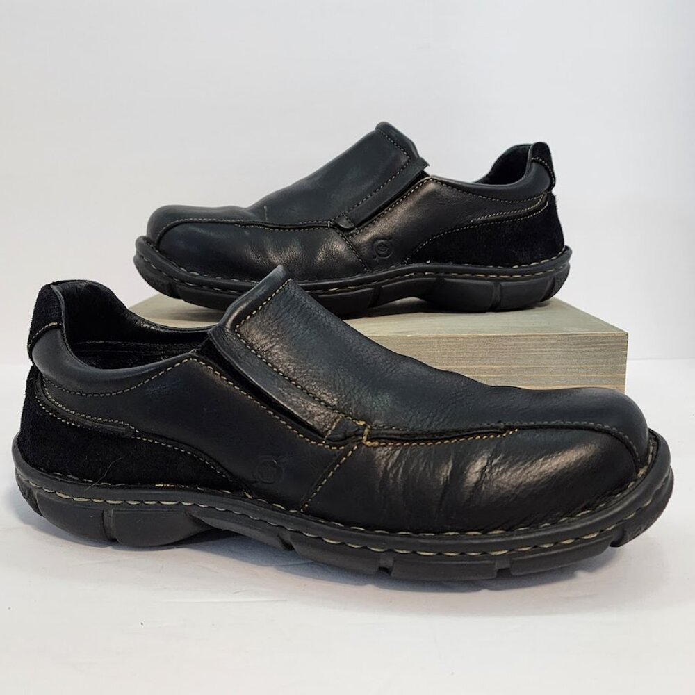 Born Blast II Black Suede and Leather Slip on Loafers Mens Size 8, Womens 10‎